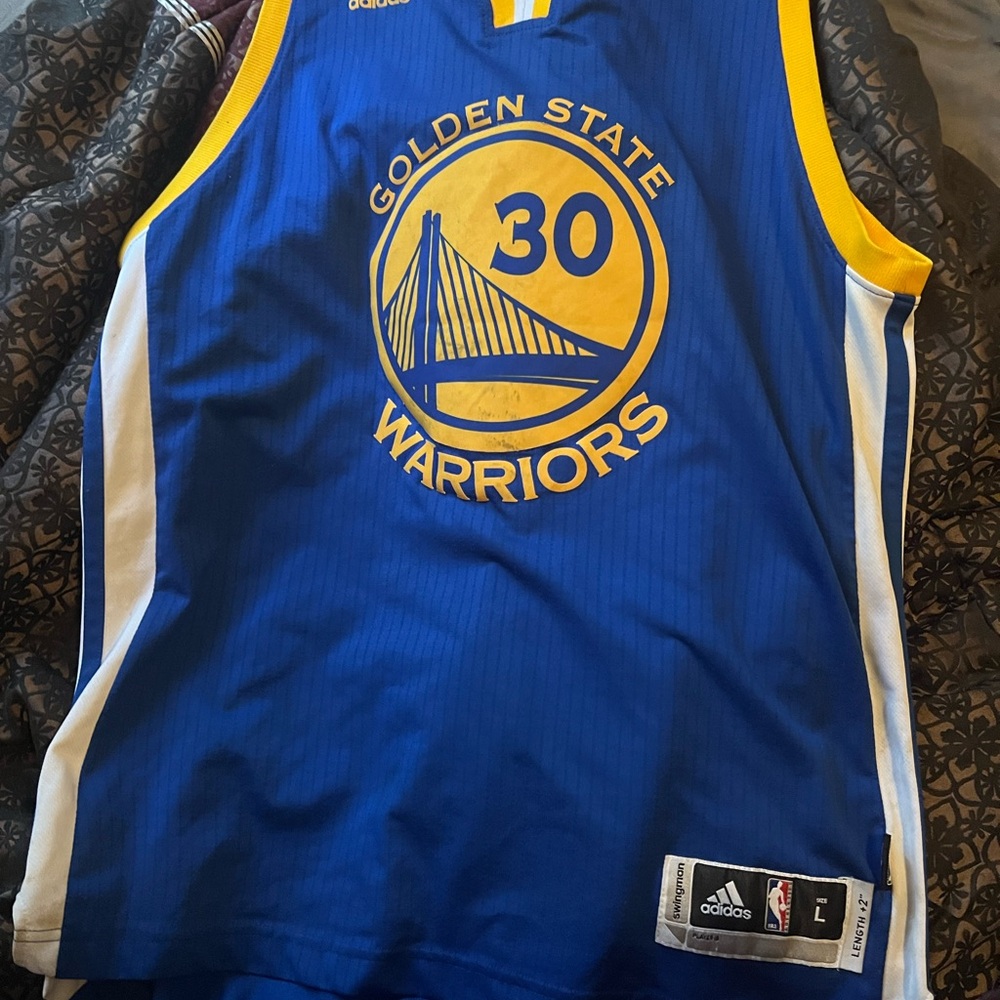 Adidas Golden State Warriors Blue and Yellow Jersey